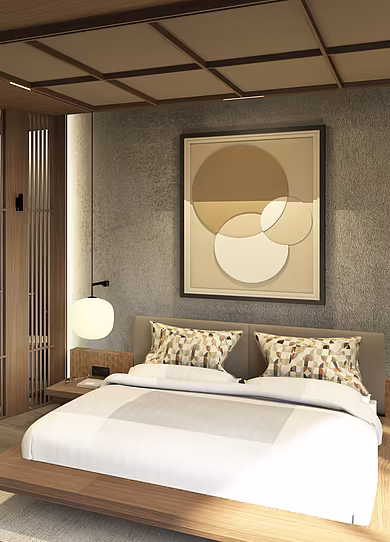 Innenansicht einer Suite im Mazaggs mit moderner Einrichtung