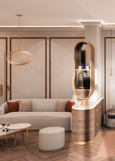 Innenansicht einer Suite im Mazaggs mit moderner Einrichtung