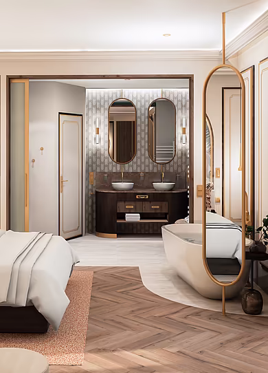 Innenansicht einer Suite im Mazaggs mit moderner Einrichtung