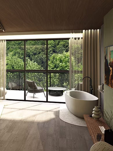 Innenansicht einer Suite im Mazaggs mit moderner Einrichtung