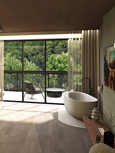 Innenansicht einer Suite im Mazaggs mit moderner Einrichtung