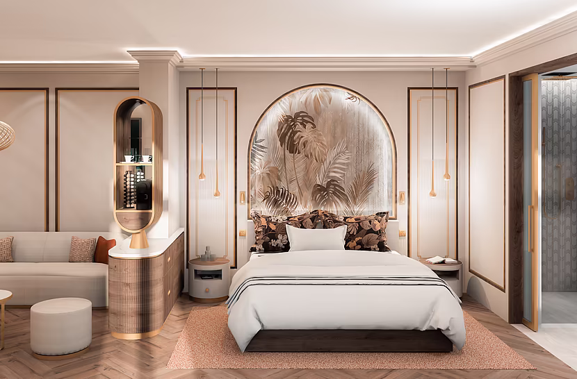 Innenansicht einer Suite im Mazaggs mit moderner Einrichtung