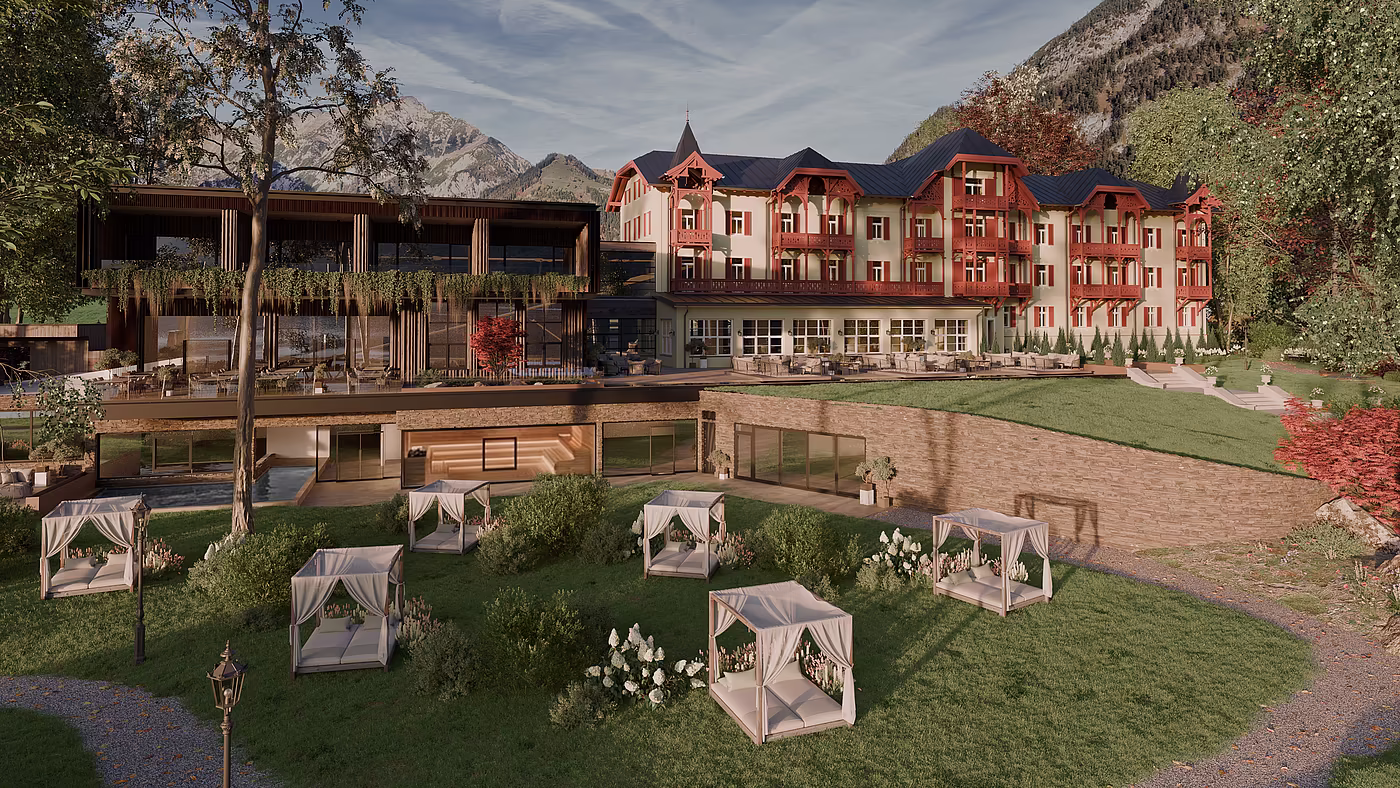 Aussenansicht mit Garten vom Mazaggs