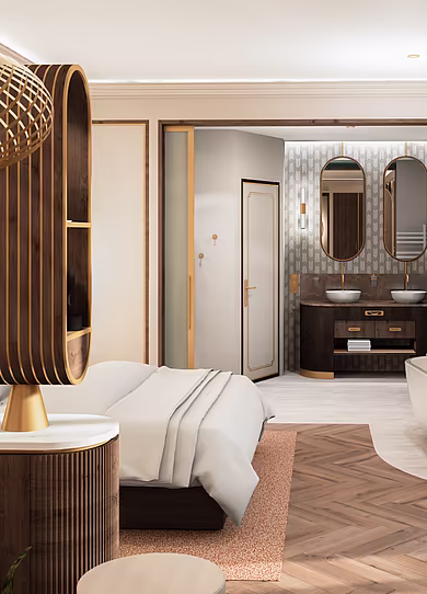 Innenansicht einer Suite im Mazaggs mit morderner Einrichtung