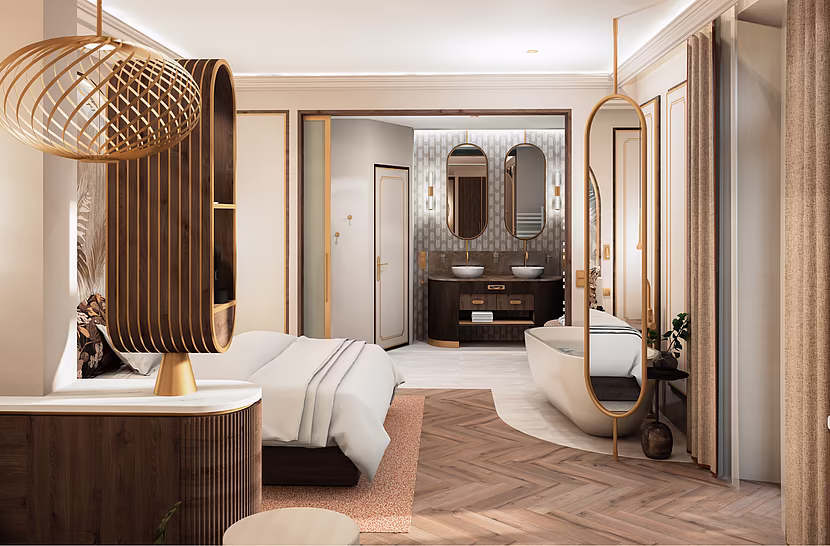 Innenansicht einer Suite im Mazaggs mit morderner Einrichtung