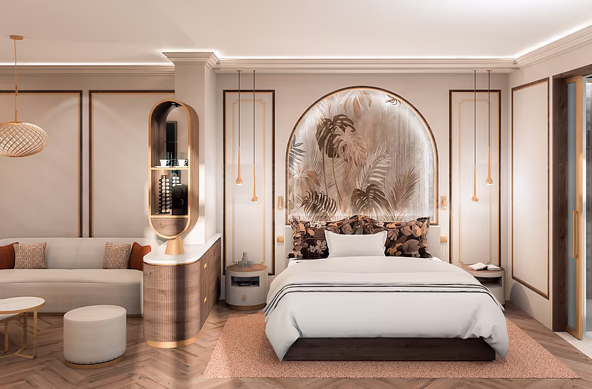 Innenansicht einer Suite im Mazaggs mit moderner Ausstattung