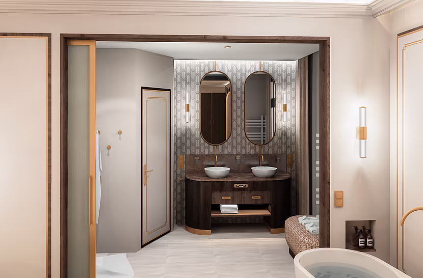 Innenansicht einer Suite im Mazaggs mit moderner Einrichtung